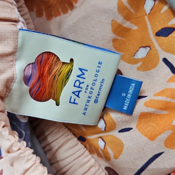 Farm Rio x Anthropologie Off-the-Shoulder Printed Poplin Top Sz Small Womens - Picture 4 of 6